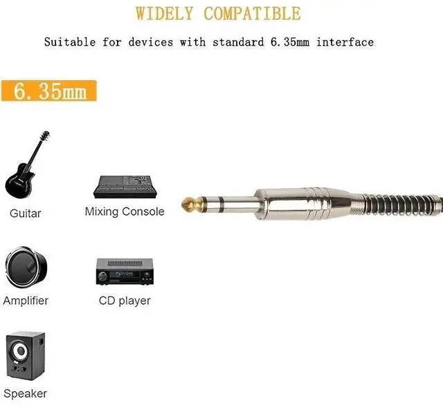 Alt view image 5 of 7 - 6ft NOISELESS Electric Guitar Bass Cable Pedal AMP Cord 1/4" USA KEYBOARD 2pcs