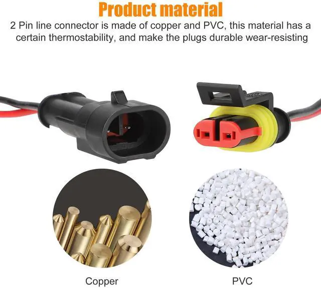 Alt view image 2 of 7 - 20X Car Waterproof Electrical Wire Cable Connector Male Female 2Pin Way Plug Kit