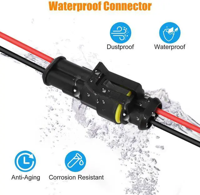 Alt view image 3 of 7 - 20X Car Waterproof Electrical Wire Cable Connector Male Female 2Pin Way Plug Kit