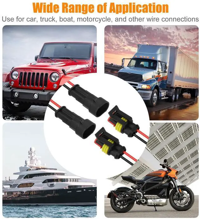 Alt view image 6 of 7 - 20X Car Waterproof Electrical Wire Cable Connector Male Female 2Pin Way Plug Kit