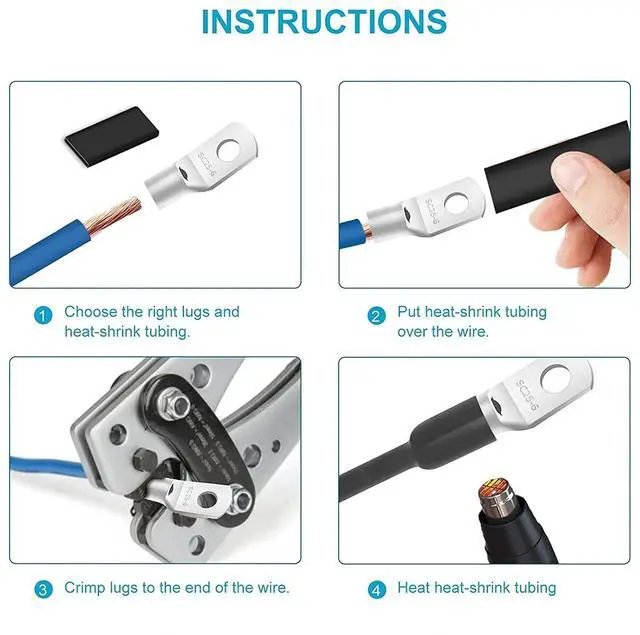 Alt view image 2 of 7 - 280PCS Car Copper Lug Ring Terminals Cable Electrical Wire Crimp Connectors Kit