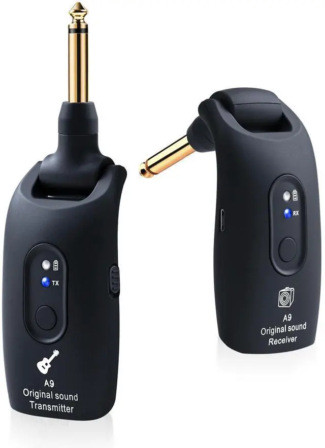 Main image of 2.4GHz Wireless Guitar System Transmitter Receiver 100ft Rechargeable Black