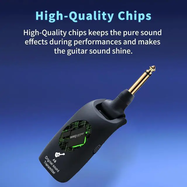 Alt view image 6 of 7 - 2.4GHz Wireless Guitar System Transmitter Receiver 100ft Rechargeable Black
