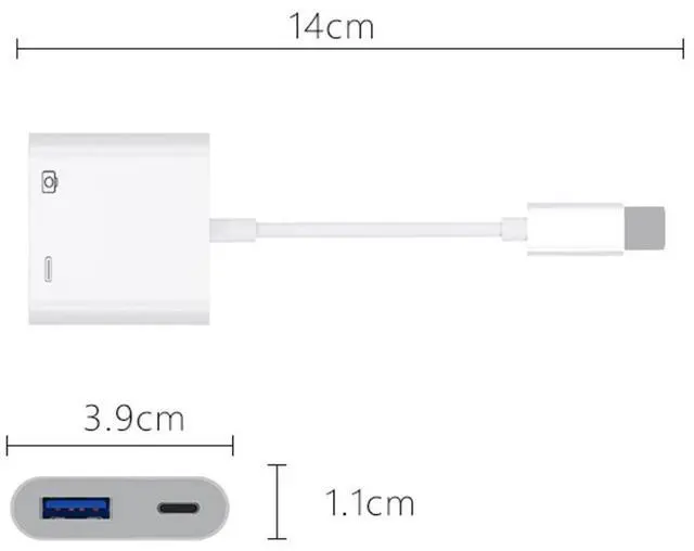 Alt view image 2 of 4 - 2 in 1 8-PIN to USB 3.0 OTG Adapter for iPhone Connect USB Flash Drive, Camera