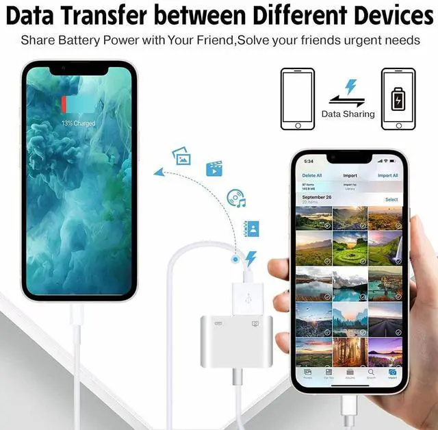 Alt view image 4 of 4 - 2 in 1 8-PIN to USB 3.0 OTG Adapter for iPhone Connect USB Flash Drive, Camera