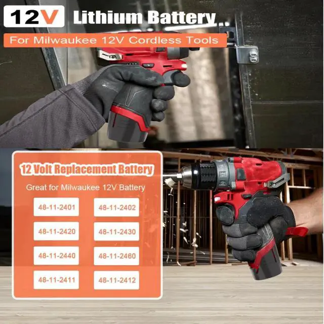Alt view image 3 of 7 - LI-POWER Upgraded 12V 3.0Ah (36Wh) Replacement Battery for Milwaukee M12 48-11-2420/2440/2402/2411 Tools and Heated Jackets (1-Pack)