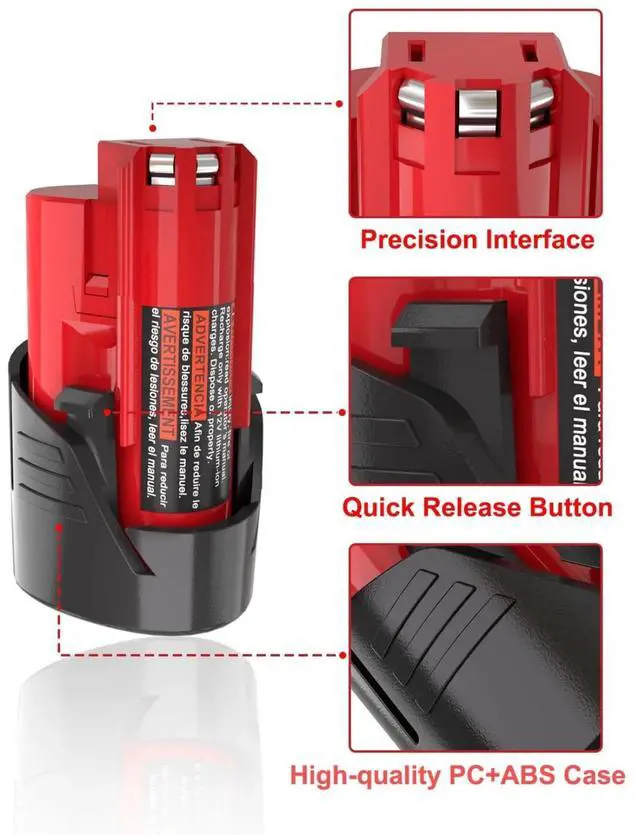 Alt view image 7 of 7 - LI-POWER Upgraded 12V 3.0Ah (36Wh) Replacement Battery for Milwaukee M12 48-11-2420/2440/2402/2411 Tools and Heated Jackets (1-Pack)