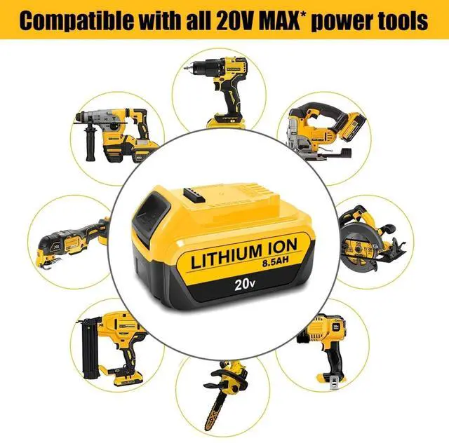 Alt view image 3 of 7 - DEWALT 20V MAX 8.5Ah XR Battery Replacement for DCB208-2/DCB207-2, 2-Pack
