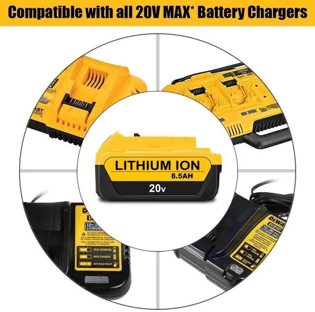 Alt view image 5 of 7 - DEWALT 20V MAX 8.5Ah XR Battery Replacement for DCB208-2/DCB207-2, 2-Pack
