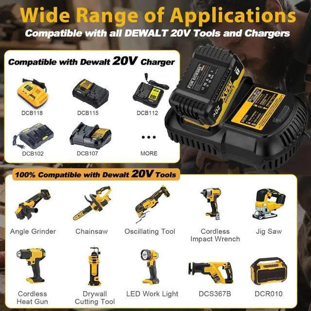 Alt view image 7 of 7 - DEWALT 20V MAX 8.5Ah XR Battery Replacement for DCB208-2/DCB207-2, 2-Pack