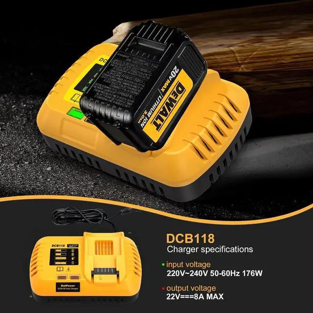 Alt view image 4 of 7 - DEWALT DCB118 Rapid Charger for DEWALT 20V MAX/60V MAX Batteries | Fast Charging 4Ah-15Ah | UL Listed