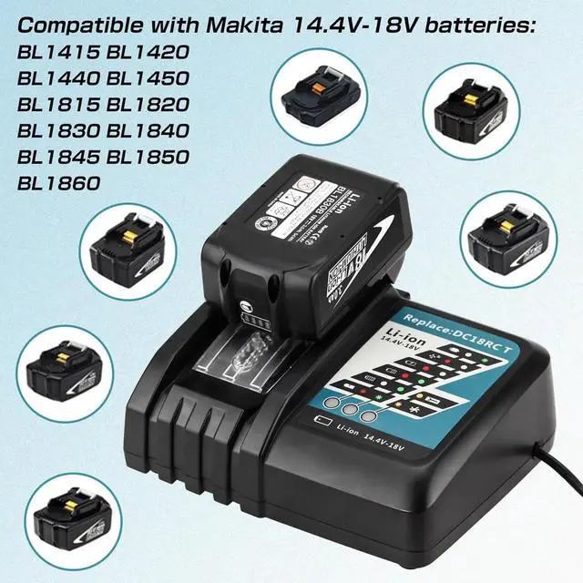 Alt view image 3 of 6 - 18V Dual-Port Fast Charger for 18V LXT Batteries - Fast Charging BL1860B, BL1850B, and BL1840B