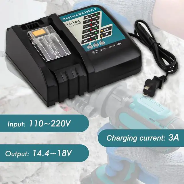 Alt view image 2 of 6 - 18V Dual-Port Fast Charger for 18V LXT Batteries - Fast Charging BL1860B, BL1850B, and BL1840B