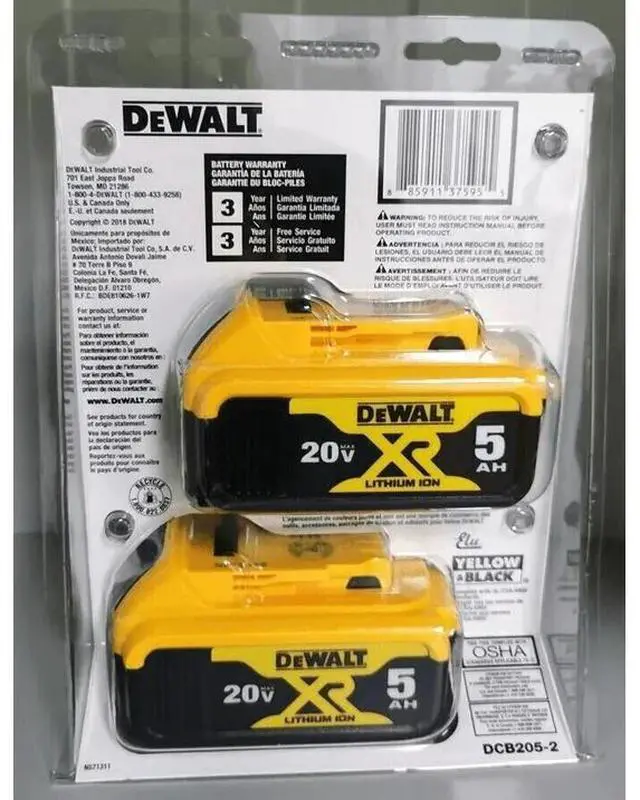 Alt view image 4 of 4 - DEWALT DCB205 20V 5Ah Power Tool Battery, 2 Pack