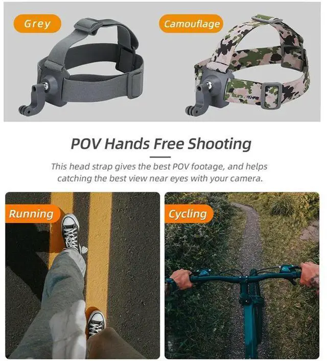 Alt view image 4 of 4 - SUNNYLIFE For Action4 GO3 Universal Headband Mount 360° Multifunctional Gopro12 Sports Camera Phone Headband,Gray Easy In