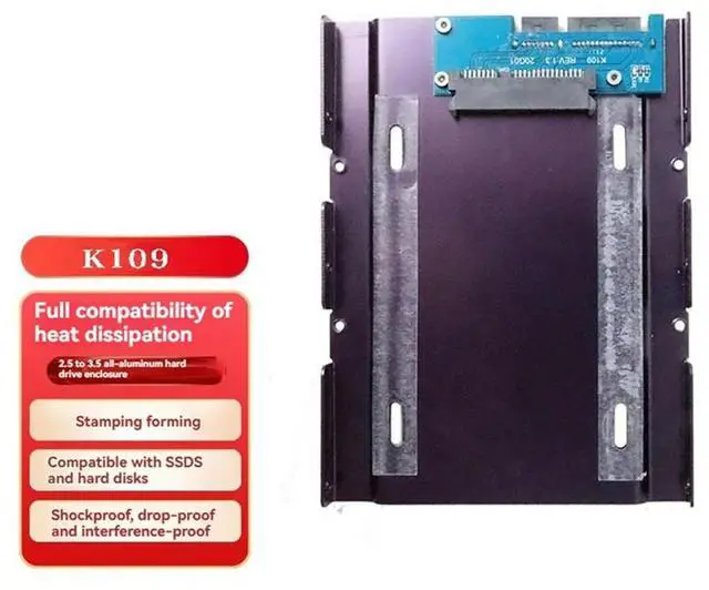 Alt view image 3 of 4 - JEYI 2.5In To 3.5In SSD HDD Hard Drive Adapter Bay Holder Mounting Bracket Caddy Tray For 7/9.5/12.5Mm 2.5Inch HDD/SSD