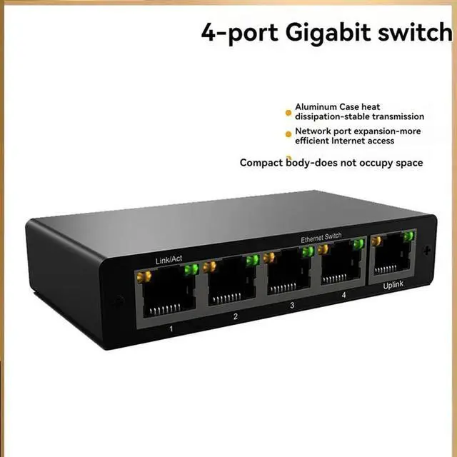 Alt view image 2 of 4 - Gigabit Network Splitter 1000Mbps RJ45 LAN 1 To 4 Network Port Expansion Network Splitter Simultaneous Internet Access