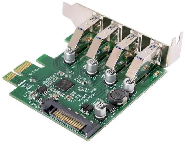 Alt view image 2 of 4 - Low Profile 4 Ports PCI-E To USB 3.0 HUB PCI Express Expansion Card Adapter 5Gbps USB1.1/2.0/3.0 Operating Systems