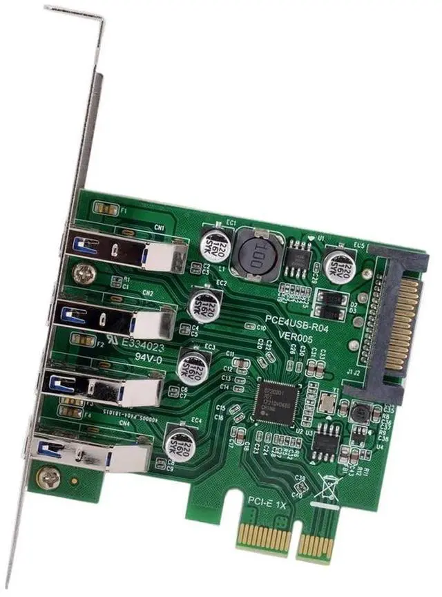 Alt view image 3 of 4 - Low Profile 4 Ports PCI-E To USB 3.0 HUB PCI Express Expansion Card Adapter 5Gbps USB1.1/2.0/3.0 Operating Systems