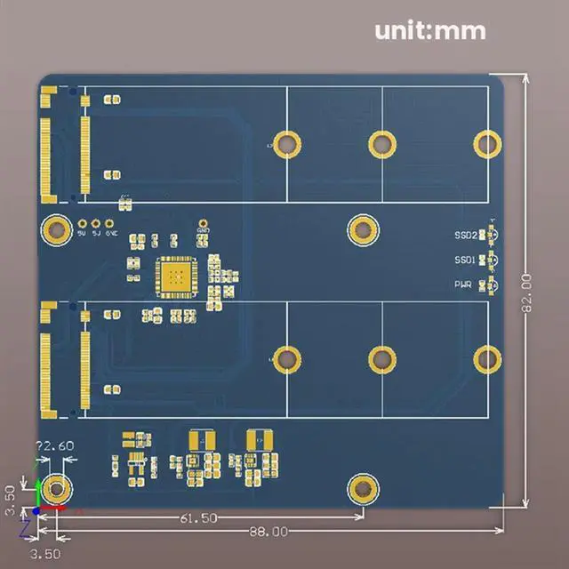 Alt view image 4 of 4 - Expansion Board Module For Raspberry Pi 5 PCIE M.2 Dual SSD Expansion Board NVME Protocol Portable Module