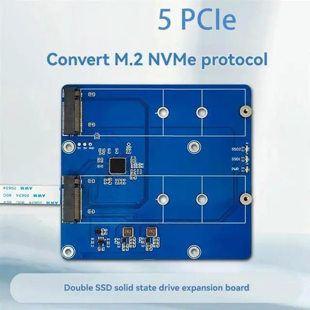 Alt view image 3 of 4 - Expansion Board Module For Raspberry Pi 5 PCIE M.2 Dual SSD Expansion Board NVME Protocol Portable Module