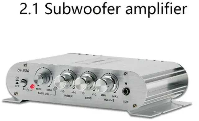 Alt view image 2 of 4 - Mini Power Audio Car Amplifier Blue Light Stereo Audio Amplifier For Home Theater Club Party Music 200W X2(A) Dur