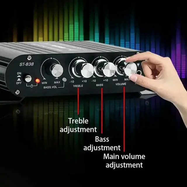 Alt view image 3 of 4 - Mini Power Audio Car Amplifier Blue Light Stereo Audio Amplifier For Home Theater Club Party Music 200W X2(A) Dur