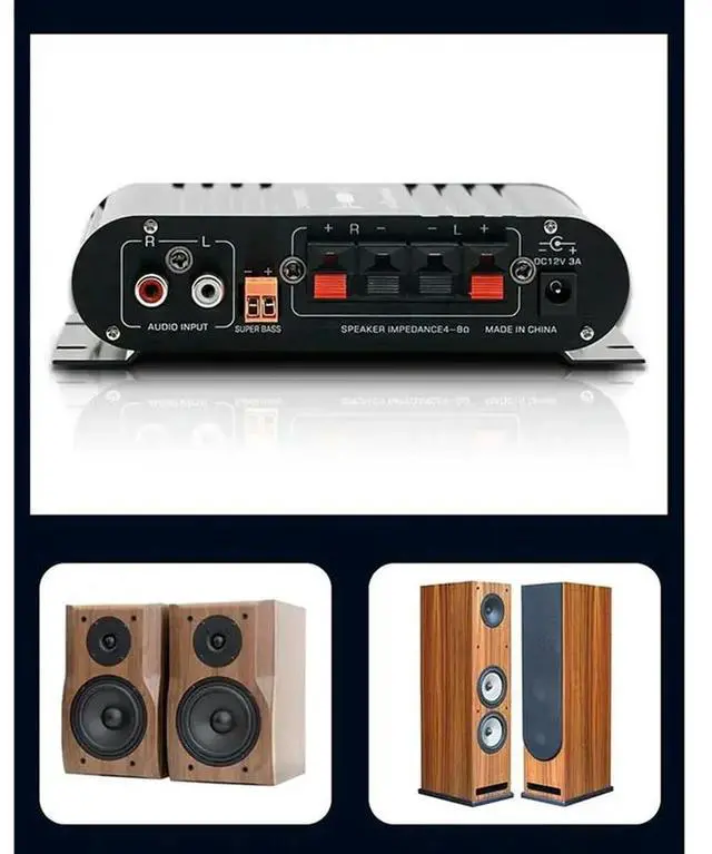 Alt view image 4 of 4 - Mini Power Audio Car Amplifier Blue Light Stereo Audio Amplifier For Home Theater Club Party Music 200W X2(A) Dur