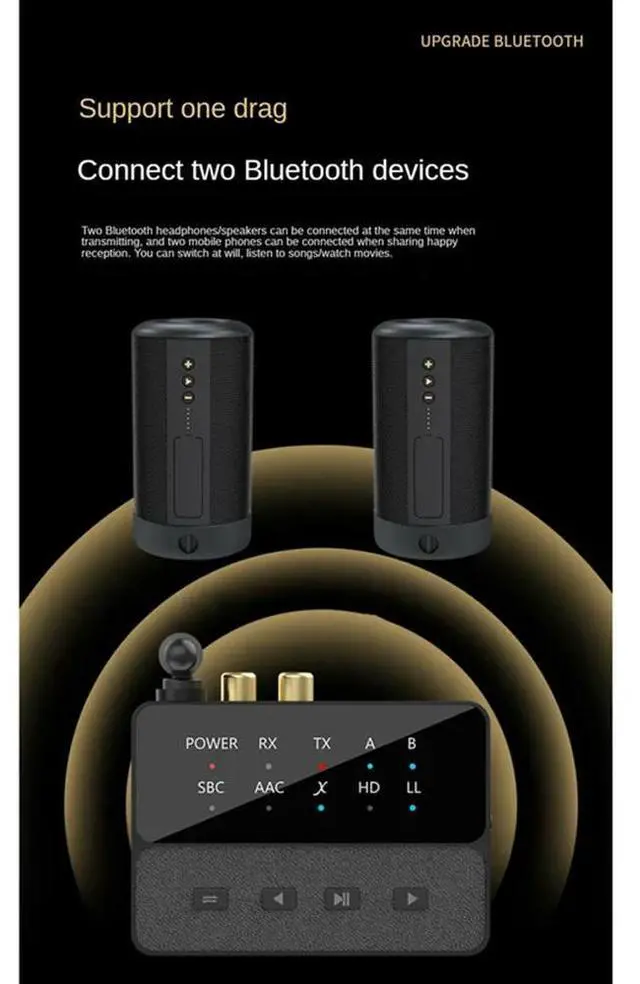 Alt view image 4 of 4 - 5.3 Bluetooth Audio Adapter Aptx/HD/LL Audio Receiver Transmitter Wireless HIFI Stereo Adapter Lossless Sound