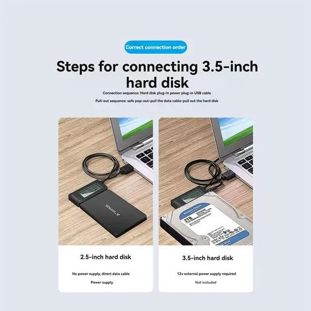 Alt view image 4 of 4 - Shuole USB C To SATA IDE Hard Disk Adapter Converter Cable For 3.5 2.5 Inch HDD/SSD SATA III Hard Drive Adapter For PC La