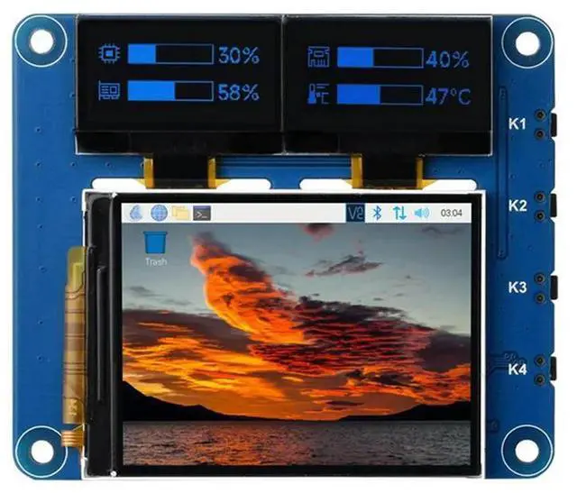 Alt view image 3 of 4 - 2Inch LCD Screen With 0.96Inch OLED Display Module HAT Kit For Rpi Raspberry Pi Zero 2 W 3 Model B 4 5 Expansion Board