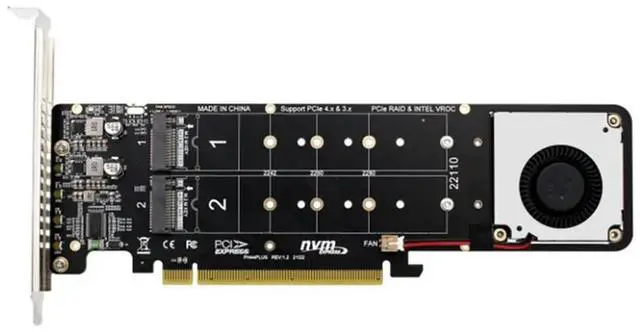 Main image of Double-Sided 4-Disk NVME Raid PCI-E X16 Split Card PCI-E X16 To M.2 M-Key NVME X4SSD RAID Expansion Card Adapter