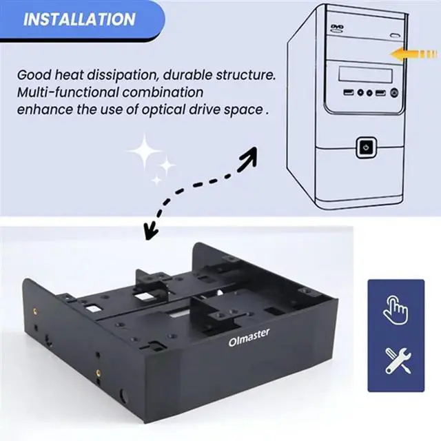 Alt view image 2 of 4 - OiMulti-Functional Hard Drive Conversion Rack 2.5" / 3.5" HDD / SSD To 5.25" Floppy Drive Bay Computer Mounting Br