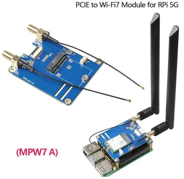 Main image of MPW7NCA For Raspberry Pi 5 PCIE To M.2 E-Key 7 Module+Case BE200 Blue PCB Support Google TPU,Wif6e AX210,AX200 Adapte