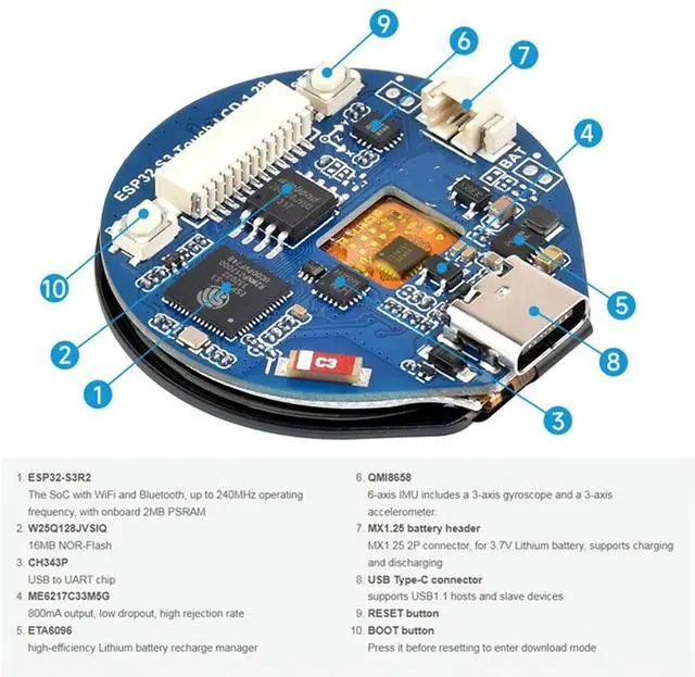 Alt view image 3 of 4 - 1 Piece ESP32-S3 Development Board Black ABS With Bluetooth Accelerometer Gyroscope Sensor