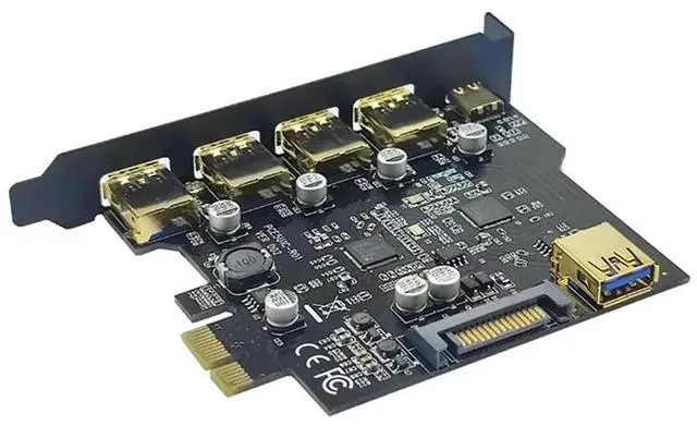 Alt view image 4 of 4 - USB 3.2 PCIE Expansion Card PCIE 1X To USB 3.2 TYPE-C USB 3.2 Gen1 Adapter Multiplier USB3.2 PCI E Controller 5Gbps
