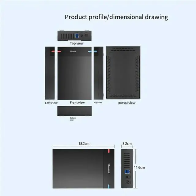 Main image of USB 3.0 HDD Enclosure For2.5/3.5 Inch SATA Hard Drives Hard Drive Case 10TB Capacity Support Ideal For PC Laptop US PLUG