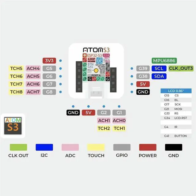 Alt view image 3 of 7 - ATOMS3 Dev Kit With0.85-Inch Screen ATOM Programmable Speaker IOT Development Board Built-Inesp32