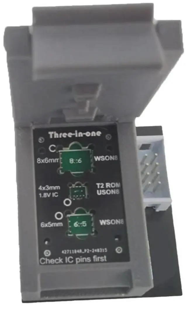 Alt view image 2 of 4 - Advanced Clamshell IC Holder For Multi-Size Chips DFN8 QFN8 WSON8 USON8 - 3-In-1 Read Write Test Socket For Tech Repairs