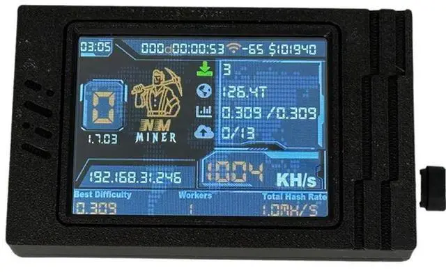 Main image of Nerdminer V2 MAX Solo Miner 1050KH/S BTC Crypto Bitcoin Miner 2.8 Inch Display Miner Nerdminer Win 3.125 BTC