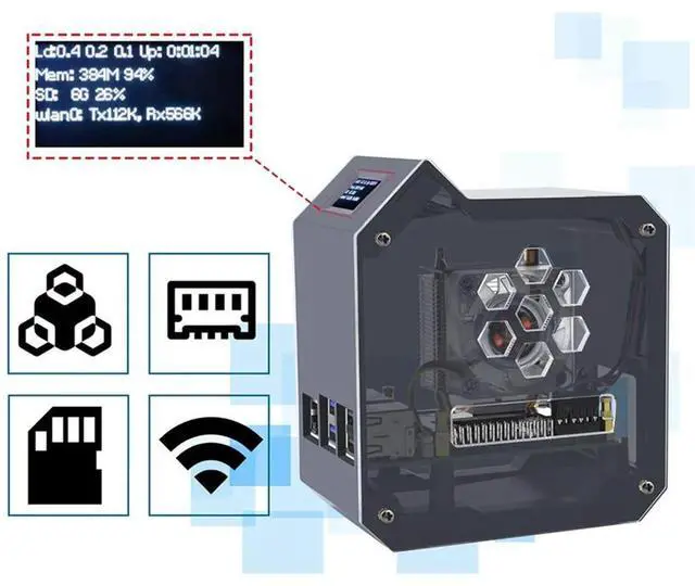 Main image of For Raspberry Pi 5 ABS Mini Tower Case Kit Copper Tube Ice Tower Fan PWM JST RGB LED For RPI 5 Pi5