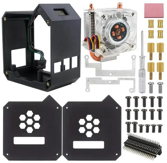 Alt view image 2 of 4 - For Raspberry Pi 5 ABS Mini Tower Case Kit Copper Tube Ice Tower Fan PWM JST RGB LED For RPI 5 Pi5