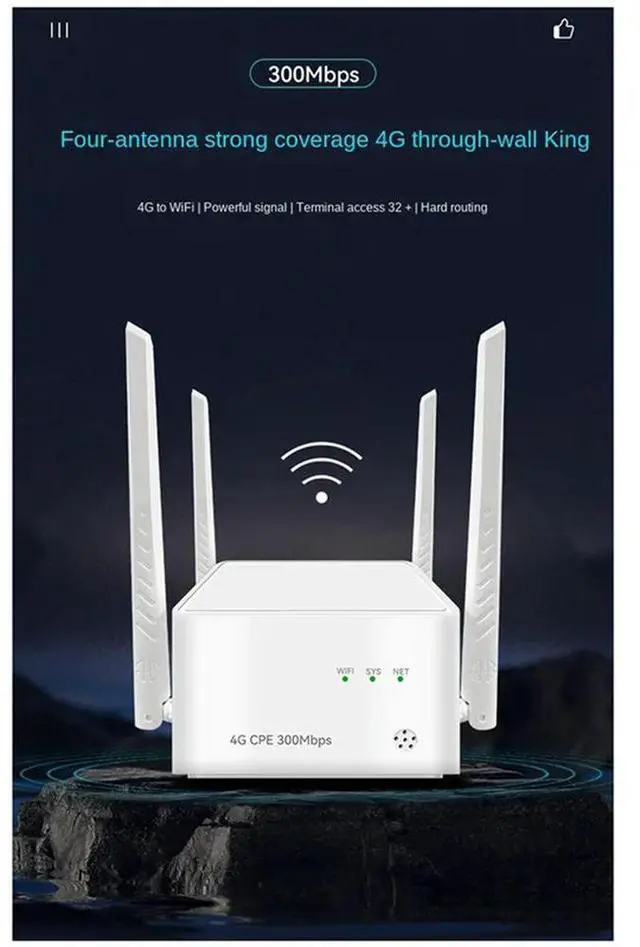 Main image of 4G Home Router Wide Coverage 300M 2XRJ45 Cat4 4G LTE Sim Card Wireless Router With External Antenna EU-Plug Easy