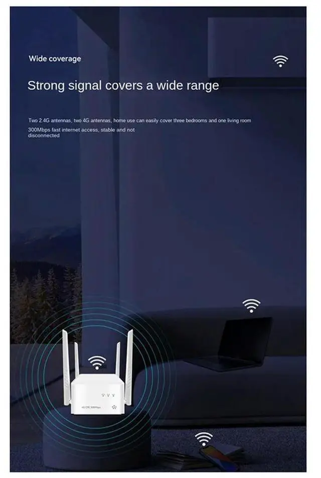 Alt view image 3 of 4 - 4G Home Router Wide Coverage 300M 2XRJ45 Cat4 4G LTE Sim Card Wireless Router With External Antenna EU-Plug Easy