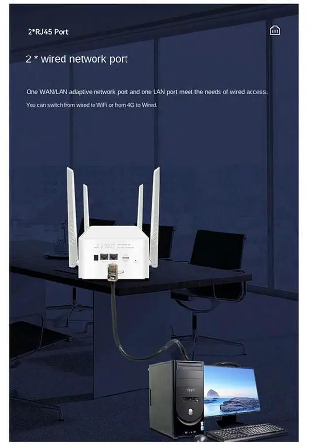Alt view image 4 of 4 - 4G Home Router Wide Coverage 300M 2XRJ45 Cat4 4G LTE Sim Card Wireless Router With External Antenna EU-Plug Easy