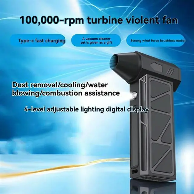 Alt view image 4 of 4 - 100000RPM Air Blower Turbo Jet Fan Vacuum Dust Cleaner Charging 52M/S High-Speed 4 Gear Wind Speed Turbo Violent Fan