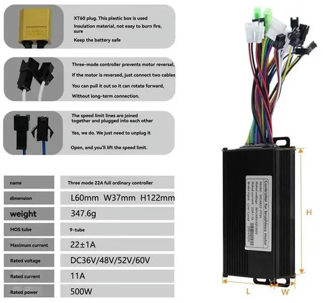 Alt view image 4 of 4 - 36V 48V 22A Brushless Controller S869 Meter LCD Display 24V-72V+Throttle Kit Forelectric Scooter E-Bike Repair Kit