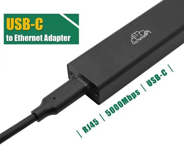 Alt view image 2 of 4 - WISDPI USB 3.2 To 5Gbe Adapter (WP-UT5) Wired LAN Network Connection 5G, 2.5G, 100Mbps, 5000Mbps USB-C To RJ45 Network