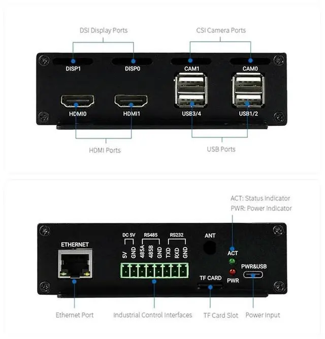 Main image of For Raspberry Pi Compute Module 4 Poe Mini-Computer (Type B) Based ,With l Case Cooling Fan CM4 Poe IO Board US Plug