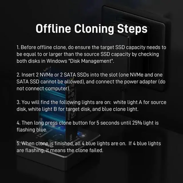 Main image of FIDECO M.2 Nvme SATA SSD Cloner Dock USB 3.2 Gen 2 X 2 20Gbps Dual Nvme SATA SSD Enclosure M.2 Duplicator Cloner